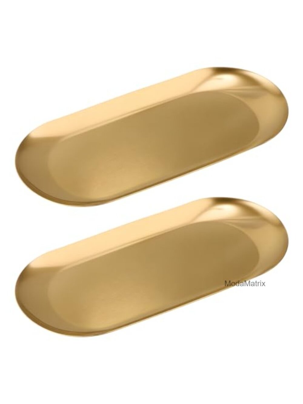 2PCS Stainless Steel Oval Jewelry Tray Ring Holder Dish Set